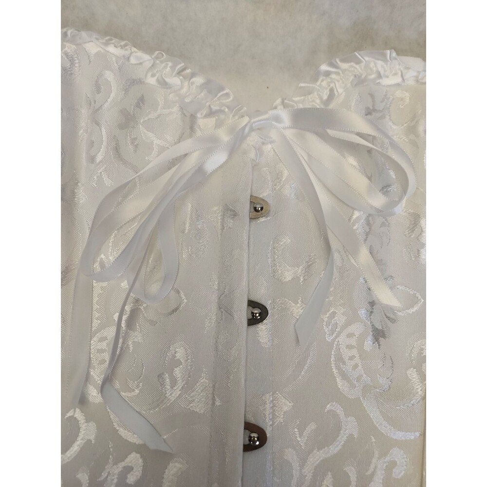 Corset Over Bust Lace Up Bustier US 20-22 6X White Paisley Costume Sexy Lingerie - Picture 3 of 15